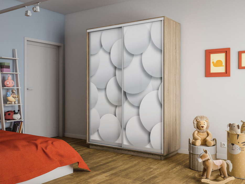 Шкафы-купе 2-х дверные, Шкаф-купе Экспресс 2-х дверный Фотопечать Шары Стекла 120х60х240