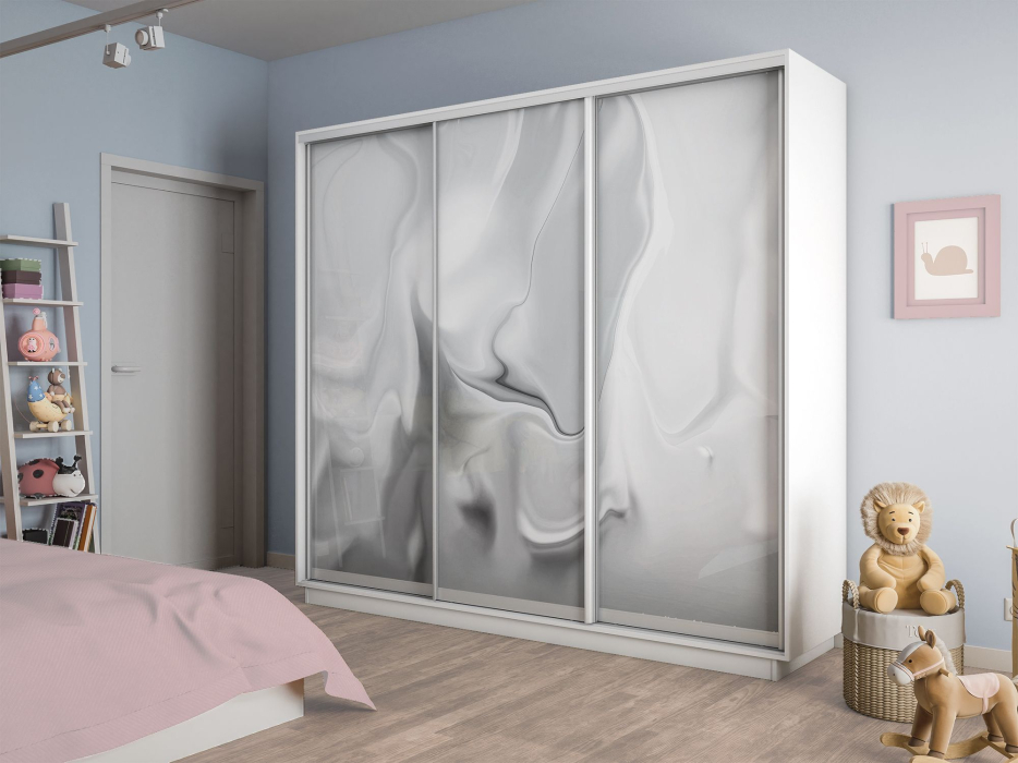 Шкафы-купе 3-х дверные, Шкаф-купе Экспресс 3-х дверный Фотопечать Шелк Стекла 180х45х220