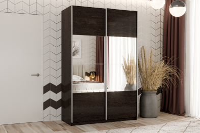 Шкаф-купе Smart 1422 2х дверный (фасады ЛДСП/зеркало) профиль серебро