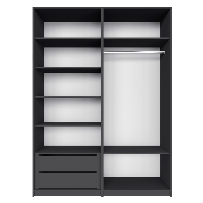 Шкафы распашные, Распашной шкаф Локер 800+800 (Гармошка с системой Push to Move/Правый) с полками и ящиками слева