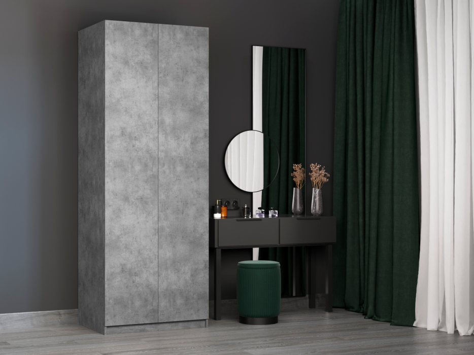 Шкафы распашные, Шкаф складной Е1 Локер ("Гармошка" с системой Push to Move/Правый)81х52.5х220 см, с полками и модулем