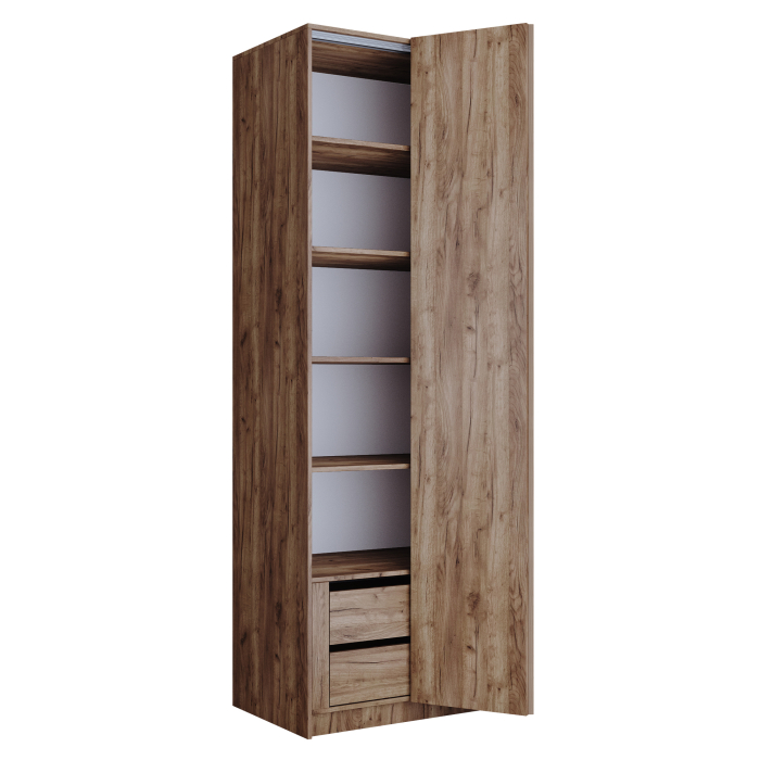 Шкафы распашные, Шкаф складной Е1 Локер ("Гармошка" с системой Push to Move/Правый)81х52.5х220 см, с полками и модулем