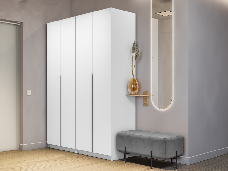 Шкафы распашные, Шкаф складной Е1 Локер ("Гармошка") 162х52.5х220 см,с двумя комплектами полок и двумя модулями