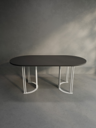 Стол овальный обеденный с белым металлическим подстольем VIOLUR 180