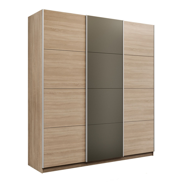 Шкафы-купе 3-х дверные, Шкаф-купе Эста 3-х дверный ДСП/Стекла хаки/Доводчик 270х66х240