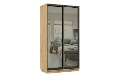 Шкаф-купе Премьер 12 (01ЗГ;01ЗГ) фасады зеркало графит/двухдверный/Профиль чёрный муар