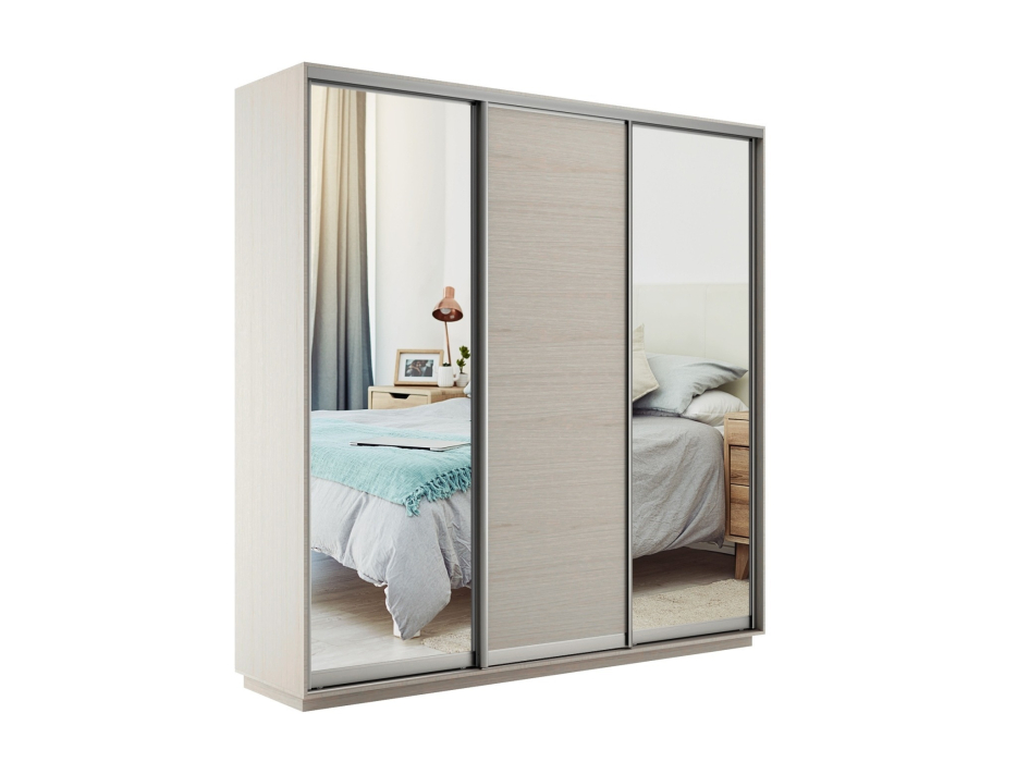 Шкафы-купе 3-х дверные, Шкаф-купе Экспресс Медиум (2 зеркала) трио 2400 x 1800 x 450