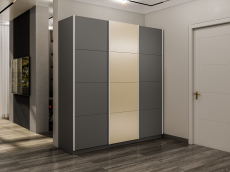 Шкафы-купе 3-х дверные, Шкаф-купе Эста 3-х дверный ДСП/Стекла фисташка/Доводчик 300х66х240