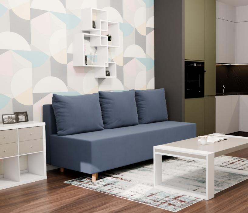 Диваны кровати со спальным местом, Прямой диван Лайт,еврокнижка,велюр