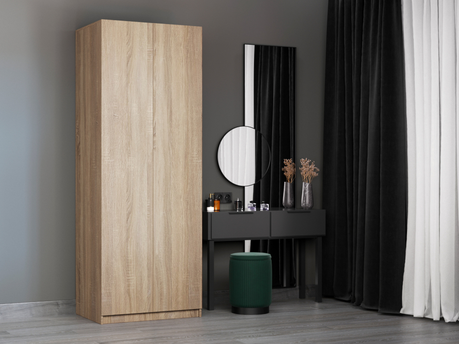 Шкафы распашные, Шкаф складной Е1 Локер ("Гармошка" с системой Push to Move/Левый)81х52.5х220 см, с полками и модулем