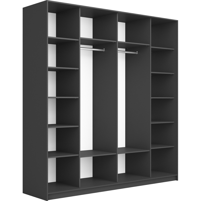 Шкафы-купе 2-х дверные, Шкаф-купе Прайм ДСП/Стекло черное, 220х57х230