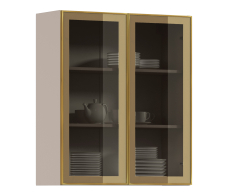 Навесные, Навесной шкаф Регина РП-180 (Песочный/Витрина Золото)