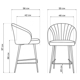 Стул полубарный на металлокаркасе Бэнбу некрутящийся marseille (чёрный)