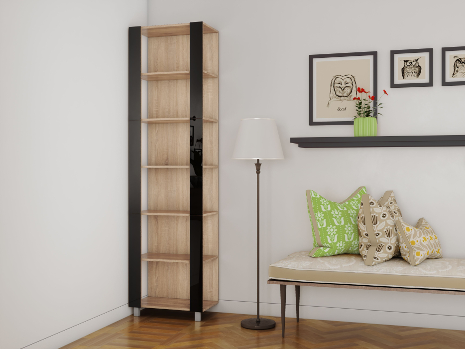 Открытые, Стеллаж модульный Универсальный 35х44х220 Черное стекло