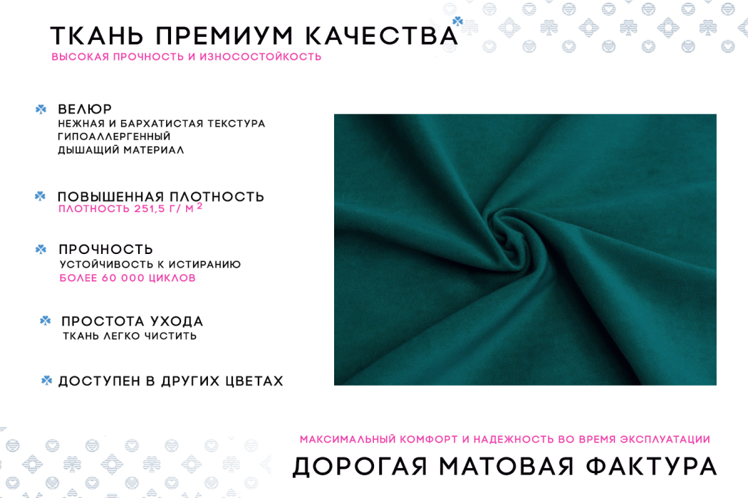 Дизайнерские диваны для гостиной, Диван-кровать Фьорд SMART 120, велюр