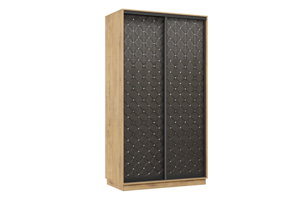 Шкафы-купе 2-х дверные, Шкаф-купе Премьер МИНИ 04 (01РЧ;01РЧ) фасады ромб чёрный/двухдверный/Профиль чёрный муар