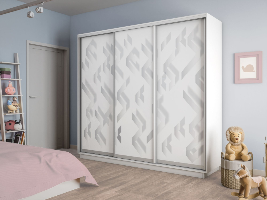 Шкафы-купе 3-х дверные, Шкаф-купе Экспресс 3-х дверный Фотопечать Ленты Стекла 210х45х240