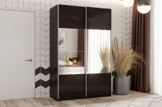 Шкафы-купе 2-х дверные, Шкаф-купе Smart 1224 2х дверный (фасады ЛДСП/зеркало) профиль серебро