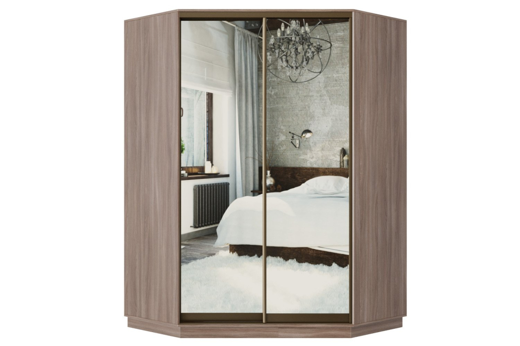 Угловые шкафы, Угловой шкаф-купе Премьер 71 Ясень шимо темный