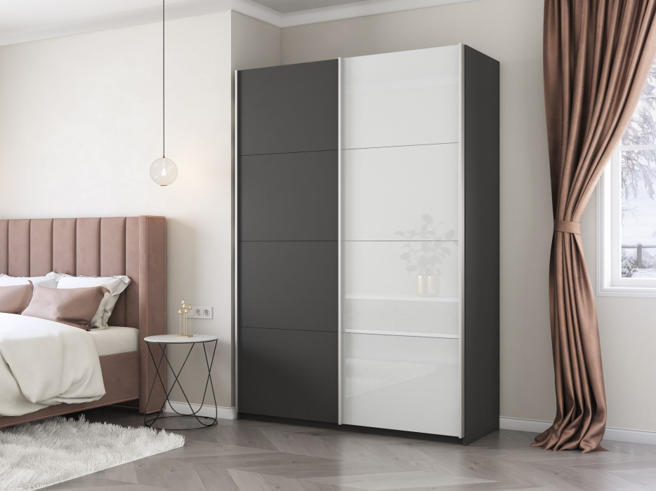 Шкафы-купе 2-х дверные, Шкаф-купе Прайм 2х дверный ДСП/Белый Глянец 160х57х230