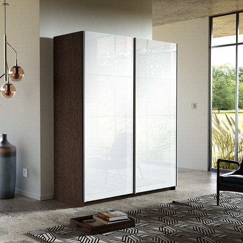 Шкафы-купе 2-х дверные, Шкаф-купе Прайм дуо Белый Глянец 2300 x 1200 x 570