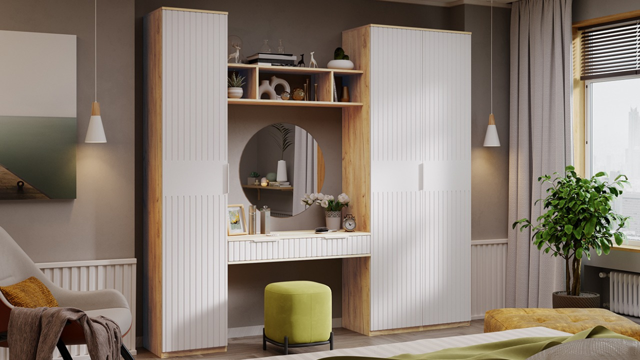 Хилтон, дуб крафт золотой, белый матовый